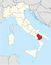 Map highlighting the Lucania region