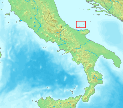 Map showing the location of San Domino in relation to the rest of Italy